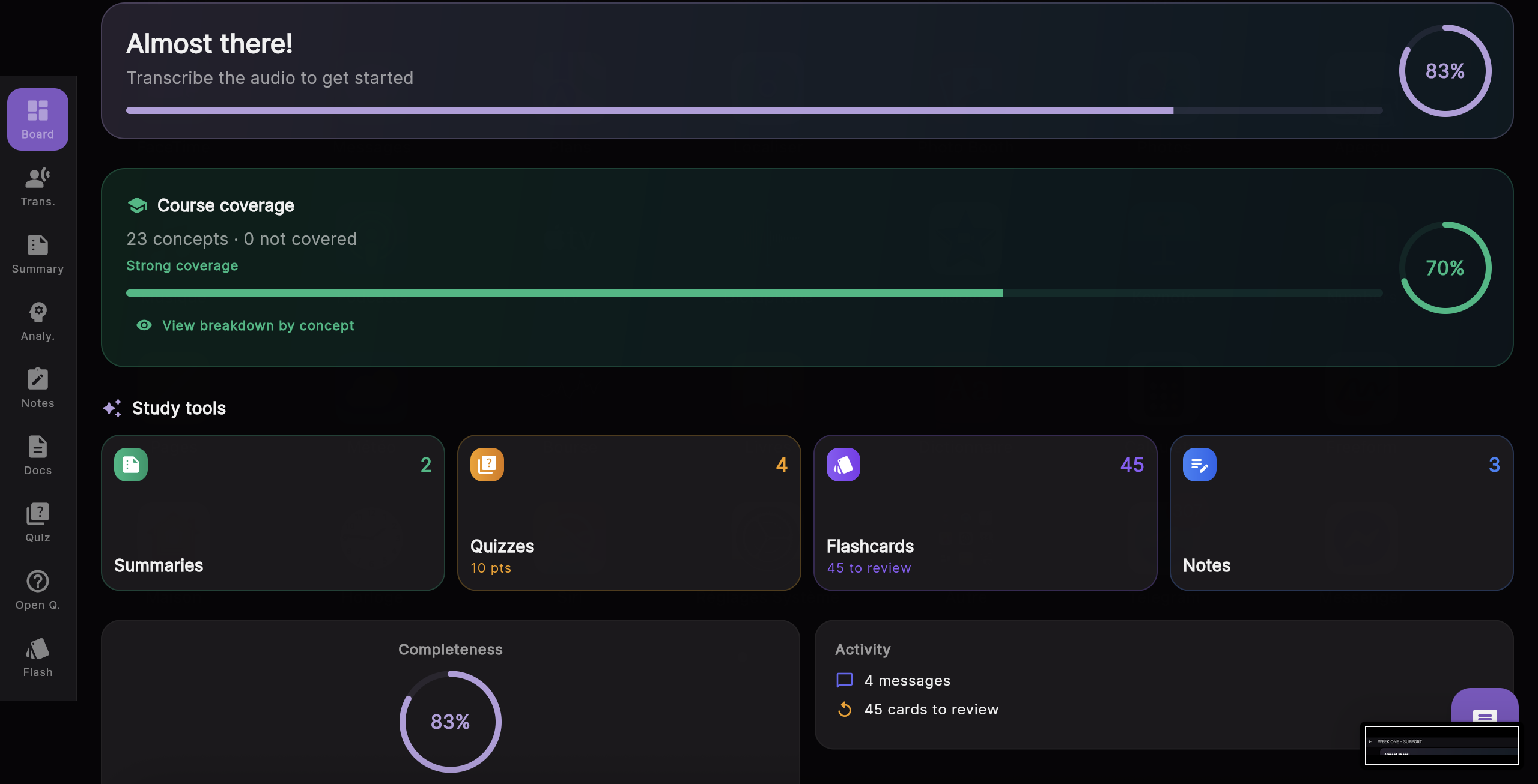 Studyways — course dashboard with progress tracking