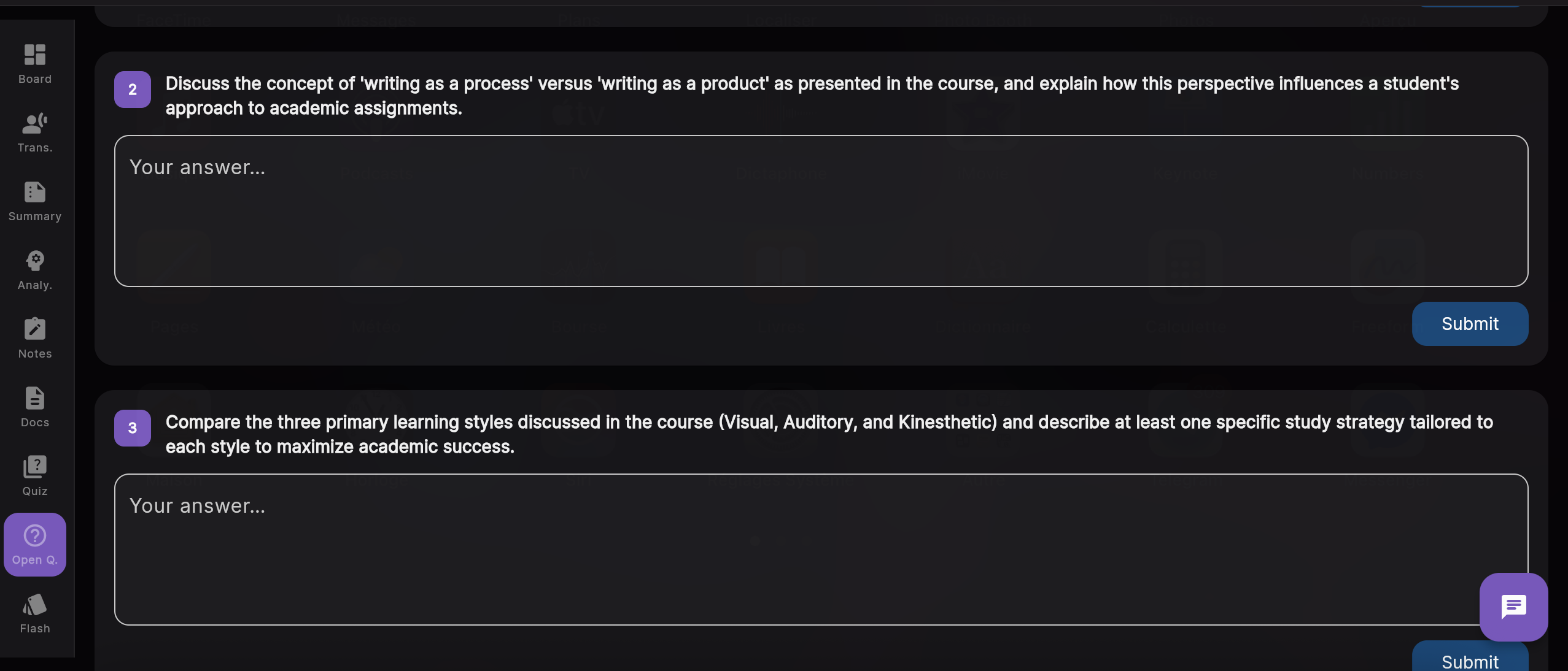 Studyways — AI-generated open questions with evaluation